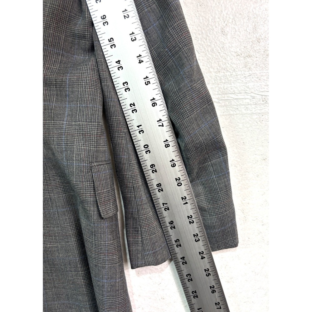 vtg 90s Andre Villard 44S 38x27 2pc Pant Suit Wool Gray Glen Plaid Pleated - Picture 11 of 16